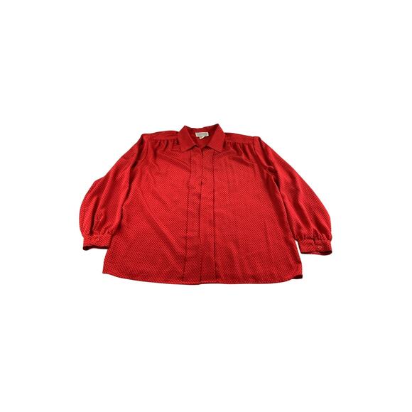 Impressions of California Tops - Impressions of California Size 40 Red Black Diamond Pattern Button Up Blouse VTG